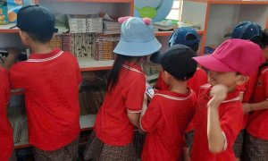 Hình ảnh các em học sinh khối Mẫu Giáo Lớn 5-6T Trường Mầm Non Quảng Châu tham quan Trường Tiểu Học năm học 2024-2025