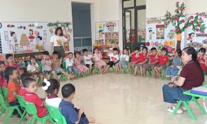 Hình ảnh các bé trong ngày tựu trường tại trường Mầm Non Quảng Châu năm học 2025 - 2026